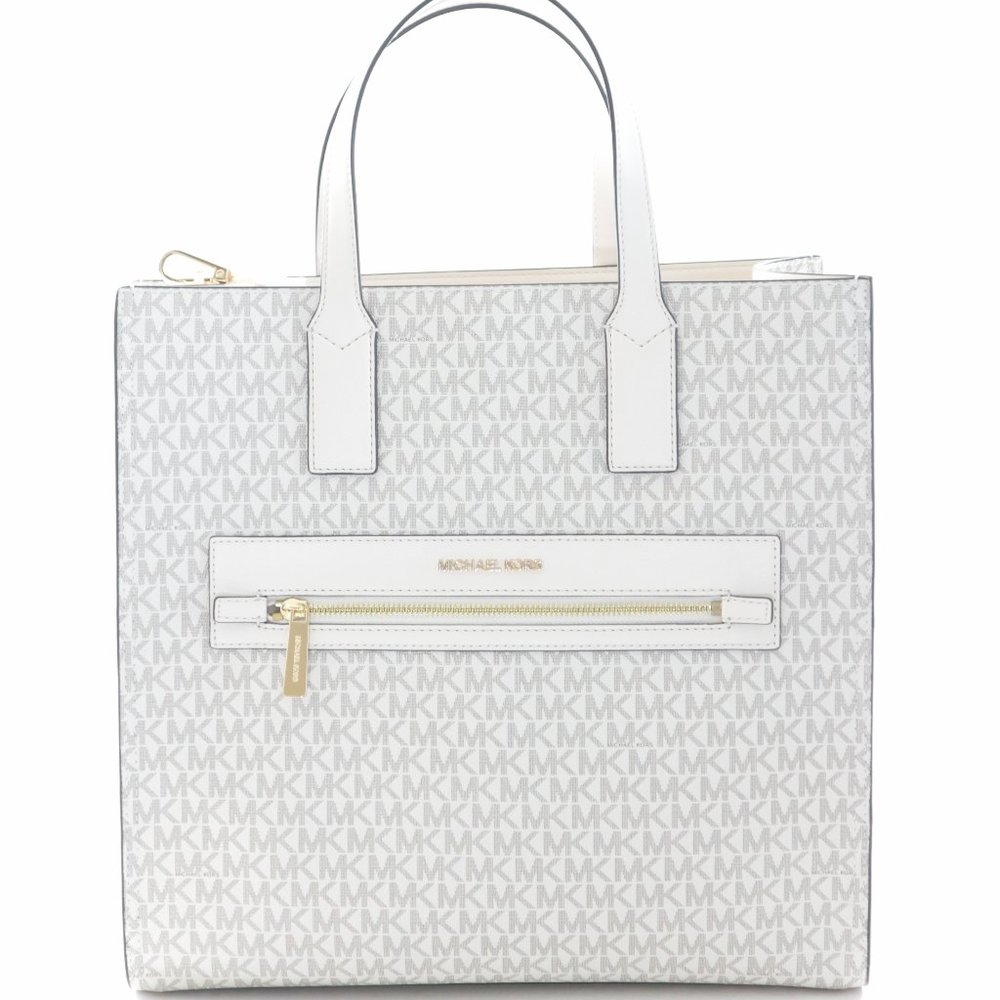 Michael Kors Kenly LARGE NS Tote Satchel Crossbody Shoulder Bag Light Cream …